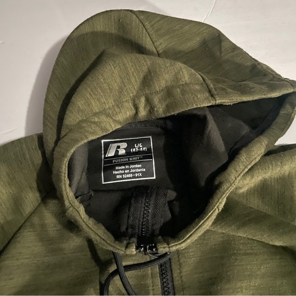 Men’s olive green Russel Large Hoodie - Picture 3 of 4